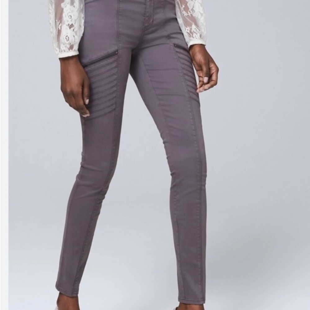 WHBM mid rise skinny moto ankle jeans